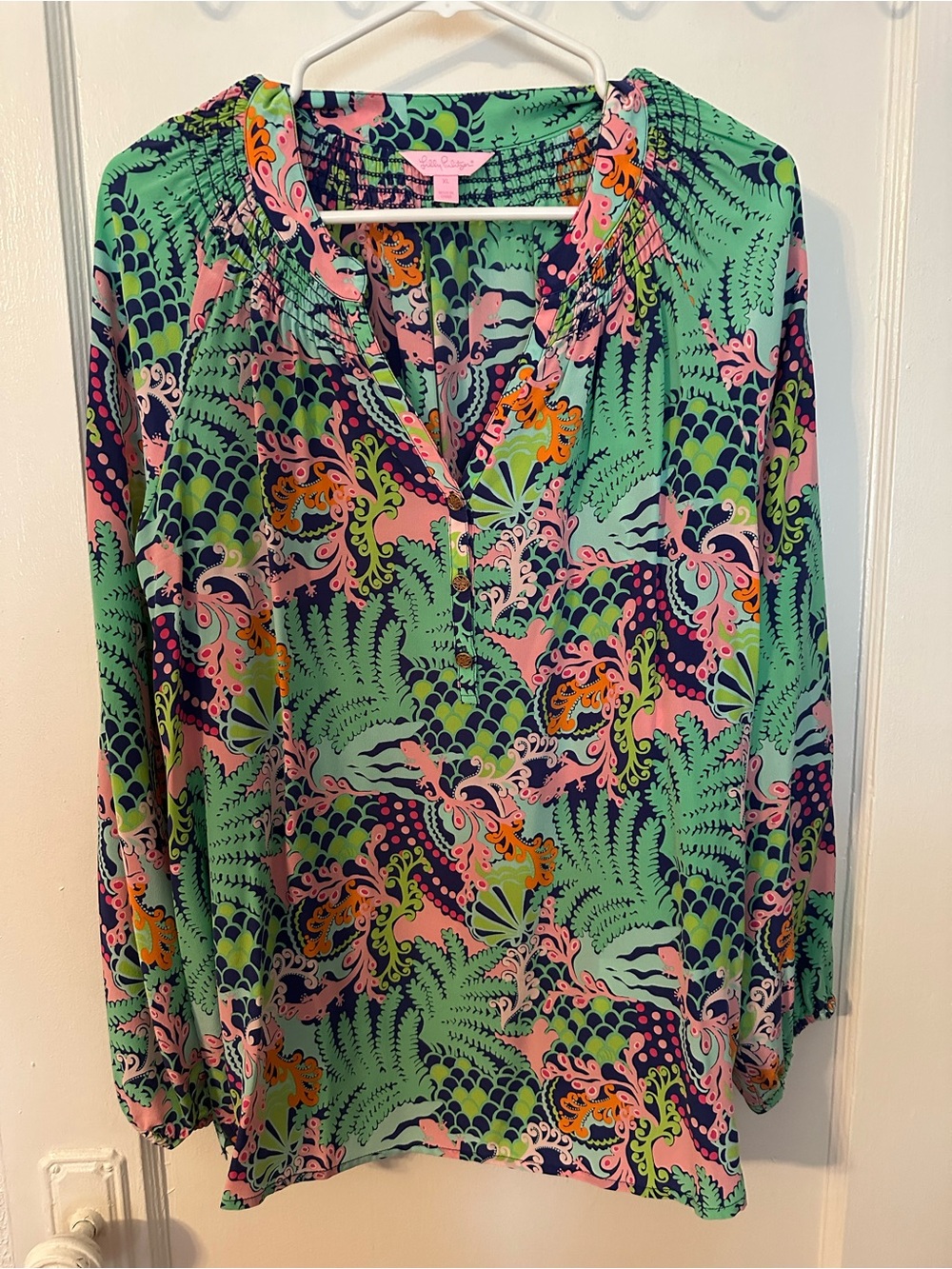 Lilly Pulitzer Mint Green Multi Paisley Print Tunic Blouse